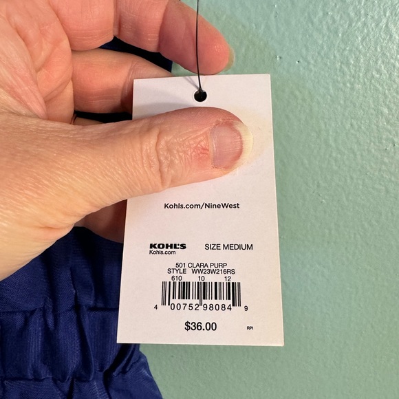 NWT ! Nine West, medium, blue , blouse . - Picture 3 of 4